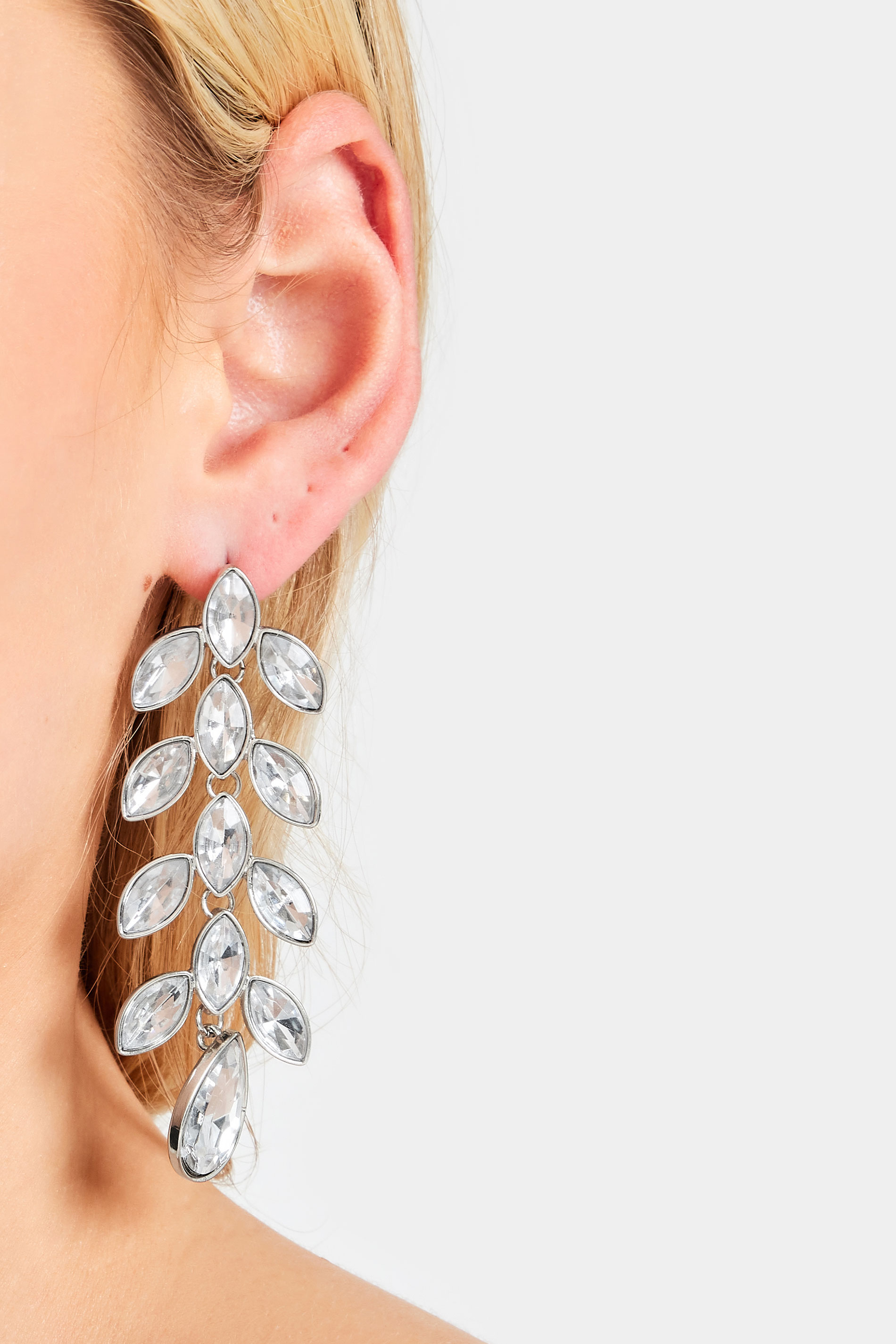 Yours Silver Diamante Statement Earring