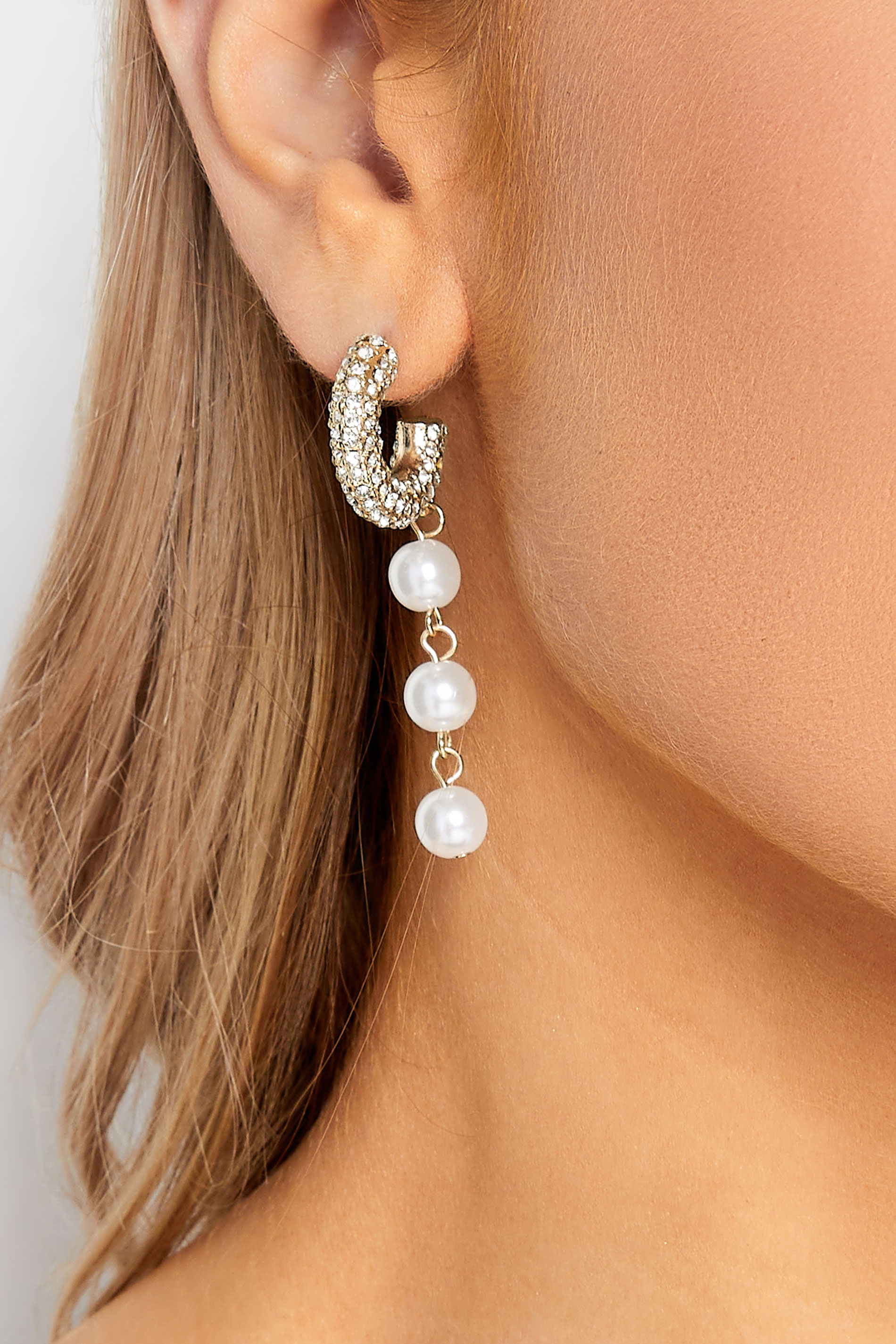 Yours Gold Tone Diamante & Pearl Drop Earrings