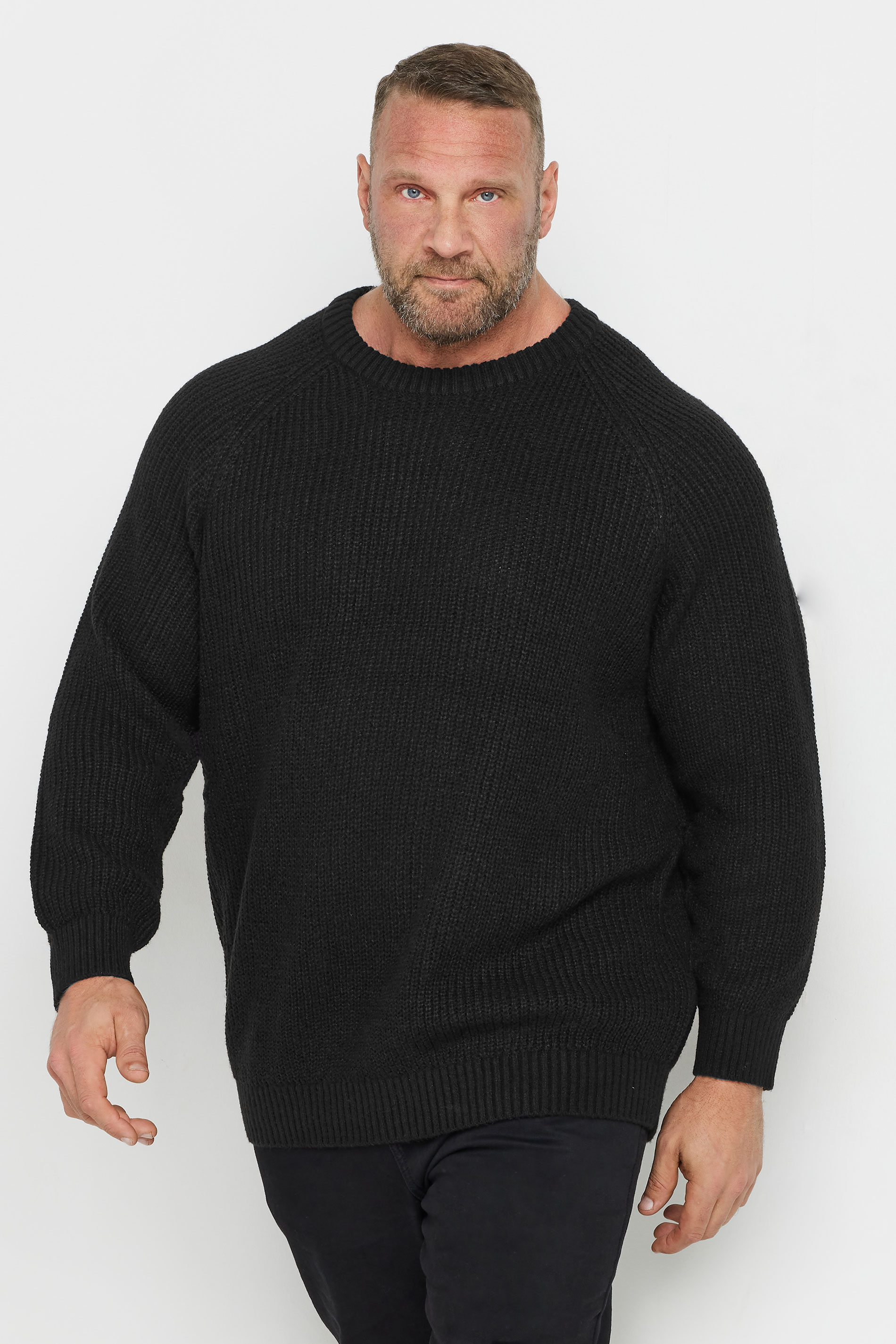 Jack & Jones JACK & JONES Big & Tall Black Crew Neck Knit Jumper