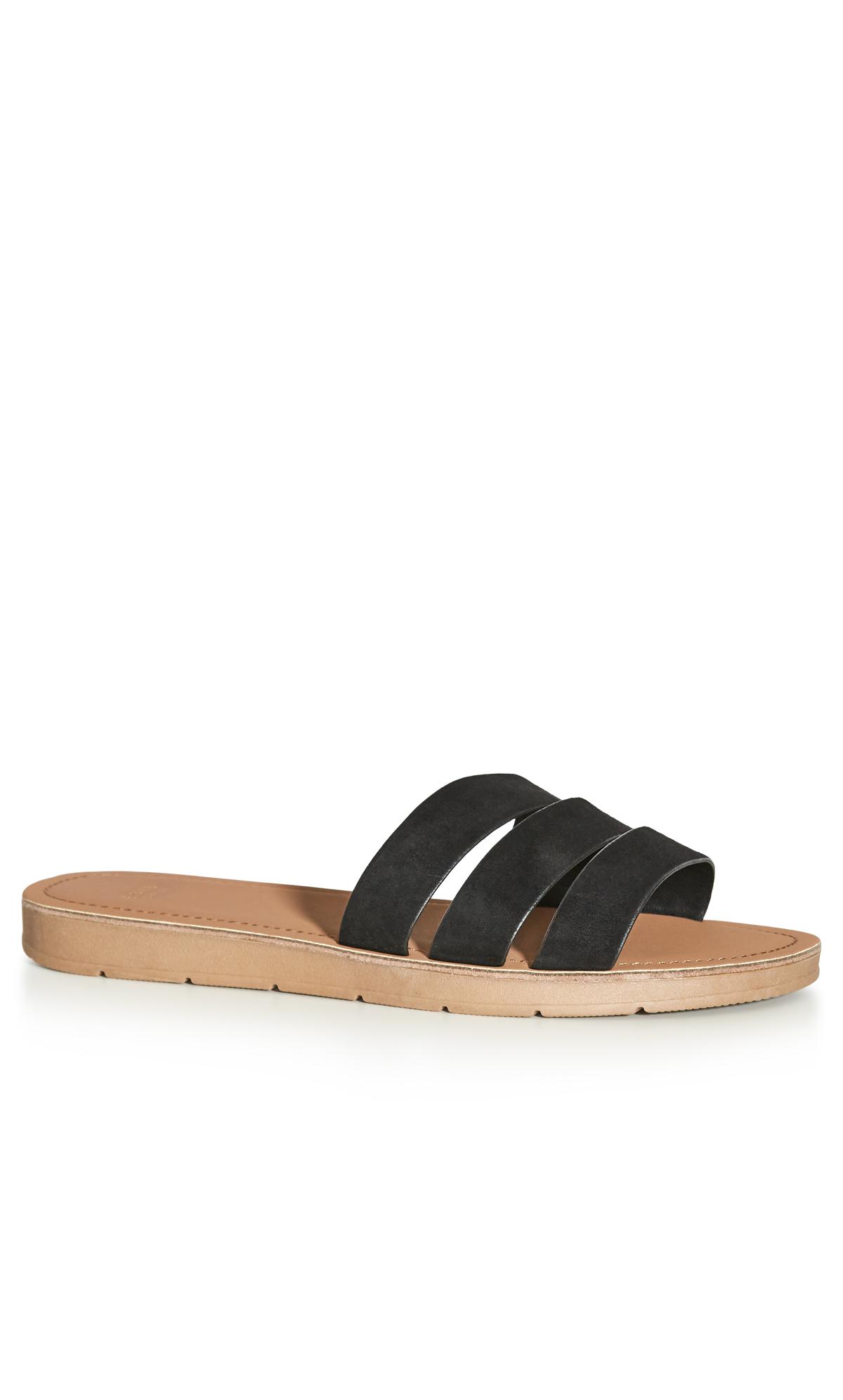 Evans Evans Black WIDE FIT Strappy Slide