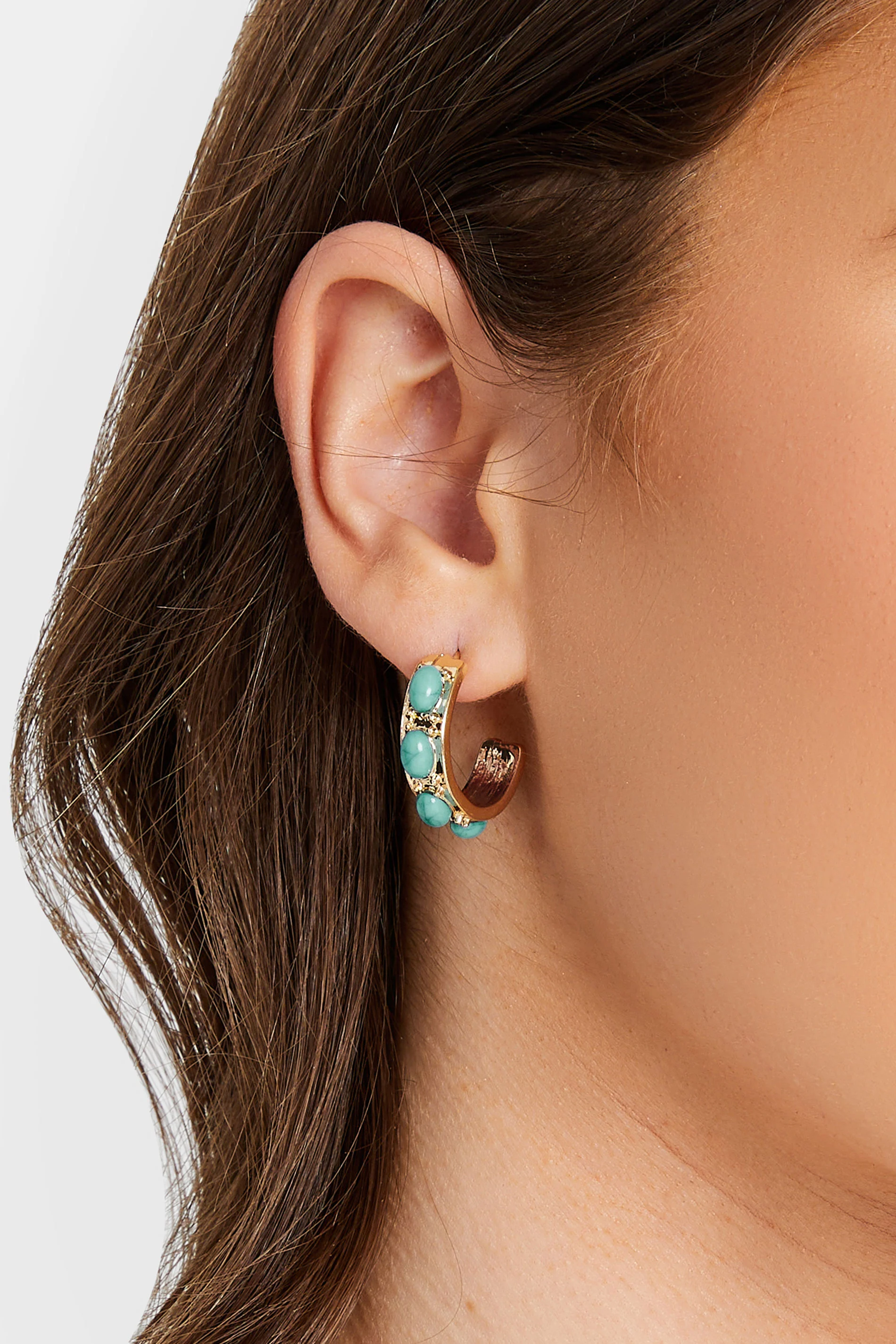 Yours Gold Tone Stone Studded Hoop Earrings