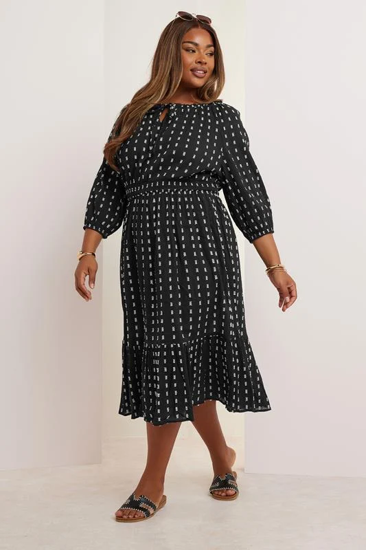 Yours YOURS Curve Dot Print Tie Front Midaxi Dress