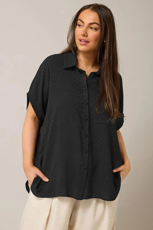 Evans EVANS Curve Black Grown On Sleeve Blouse