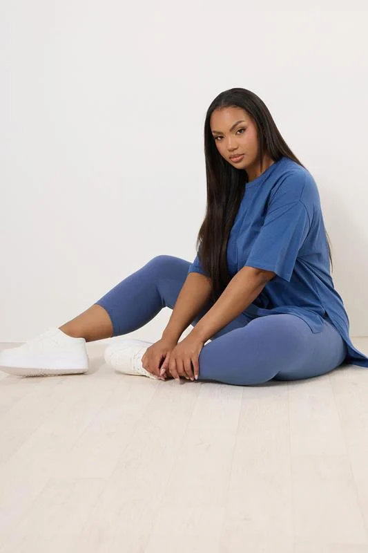 Yours YOURS Curve Denim Blue Cropped Leggings