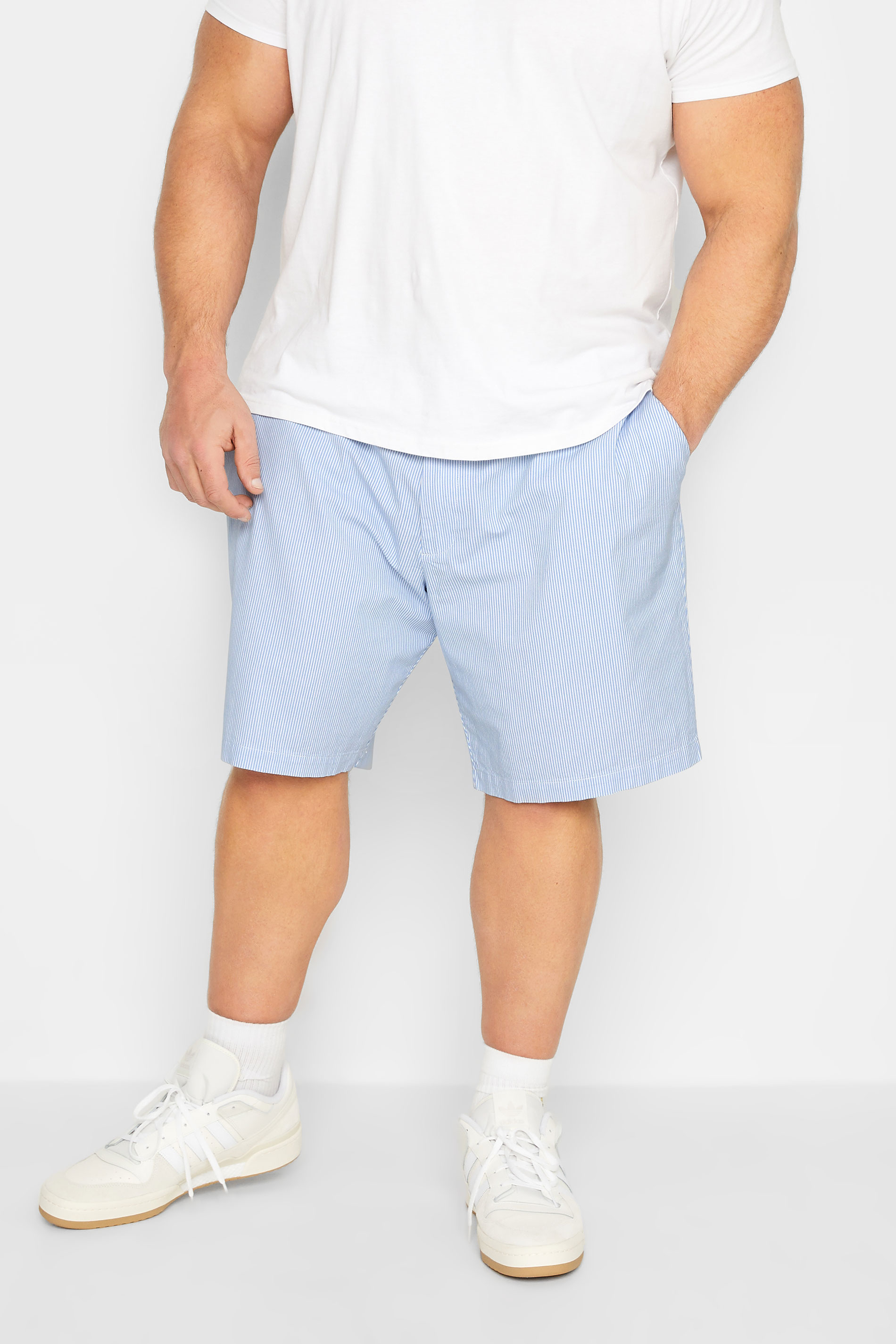 BadRhino BadRhino Big & Tall Light Blue Stripe Chino Shorts