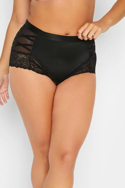 Yours YOURS Curve Black Strappy Detail Control Full Briefs