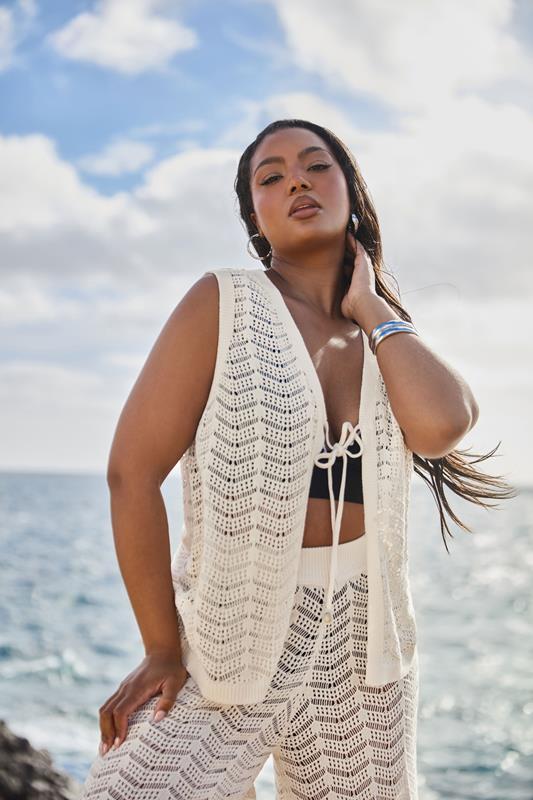 Yours YOURS Curve Ivory White Crochet Beach Trousers