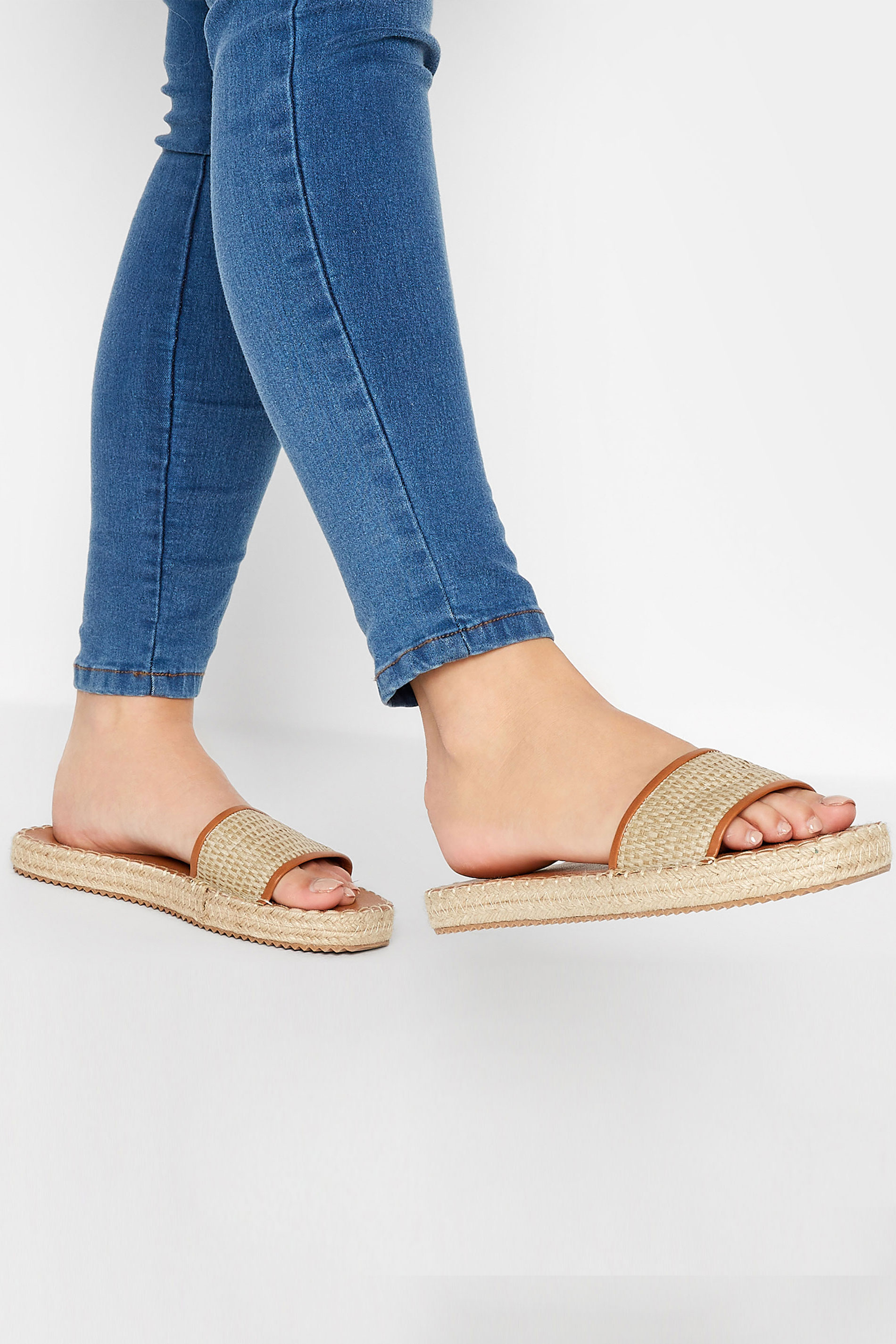 Yours Brown Espadrille Mules In Wide E Fit