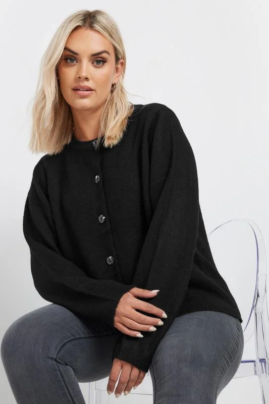 Yours YOURS Curve Black Button Through Cardigan