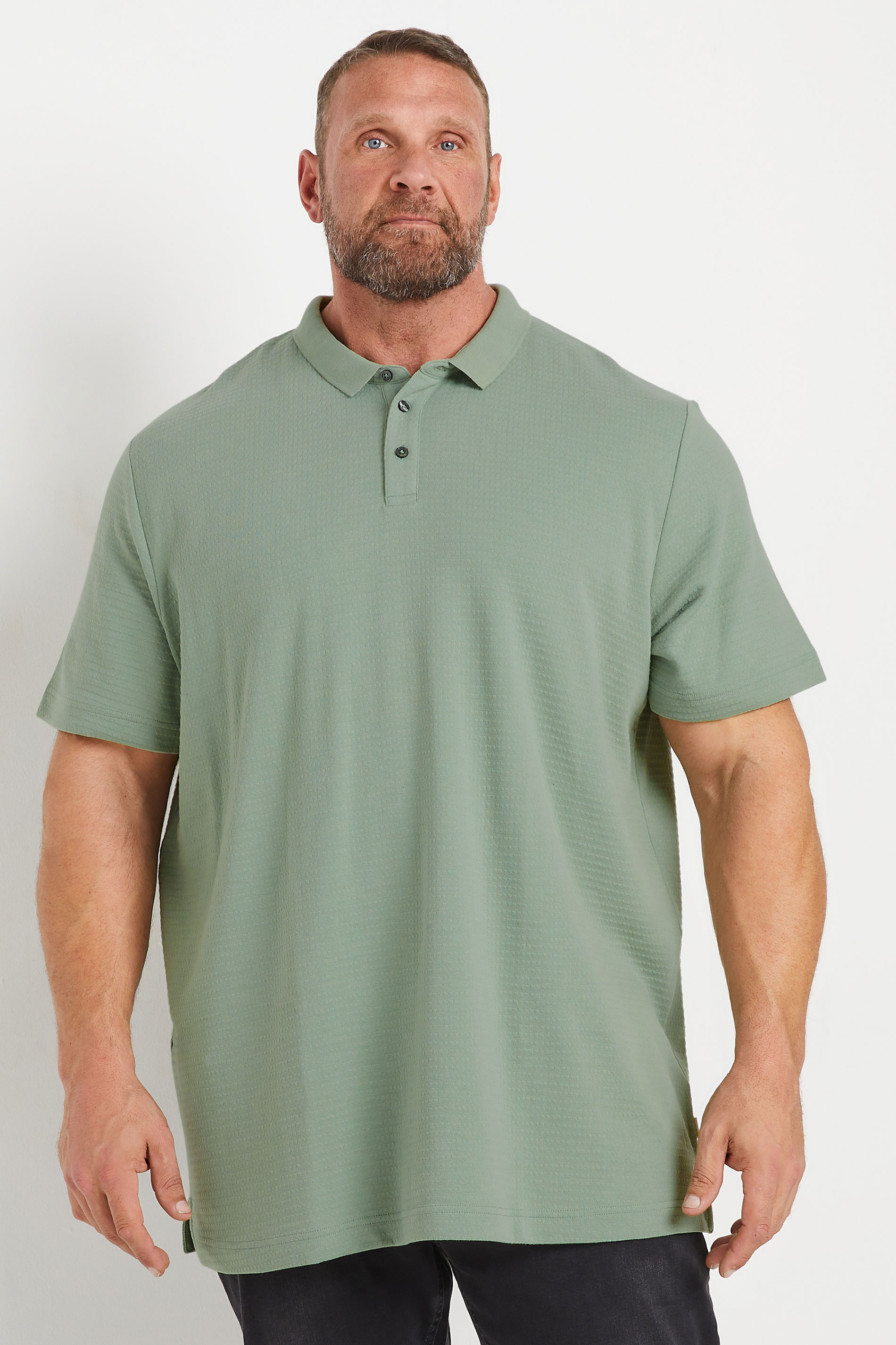 Jack & Jones JACK & JONES Big & Tall Sage Green Polo Shirt With Short Sleeves