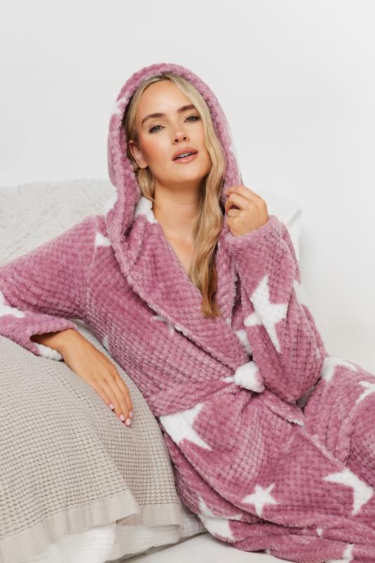 LTS LTS Tall Pink Star Print Waffle Maxi Dressing Gown