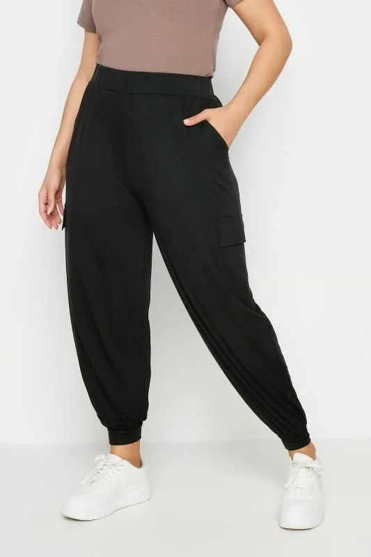 Yours YOURS Curve Black Cargo Pocket Harem Joggers