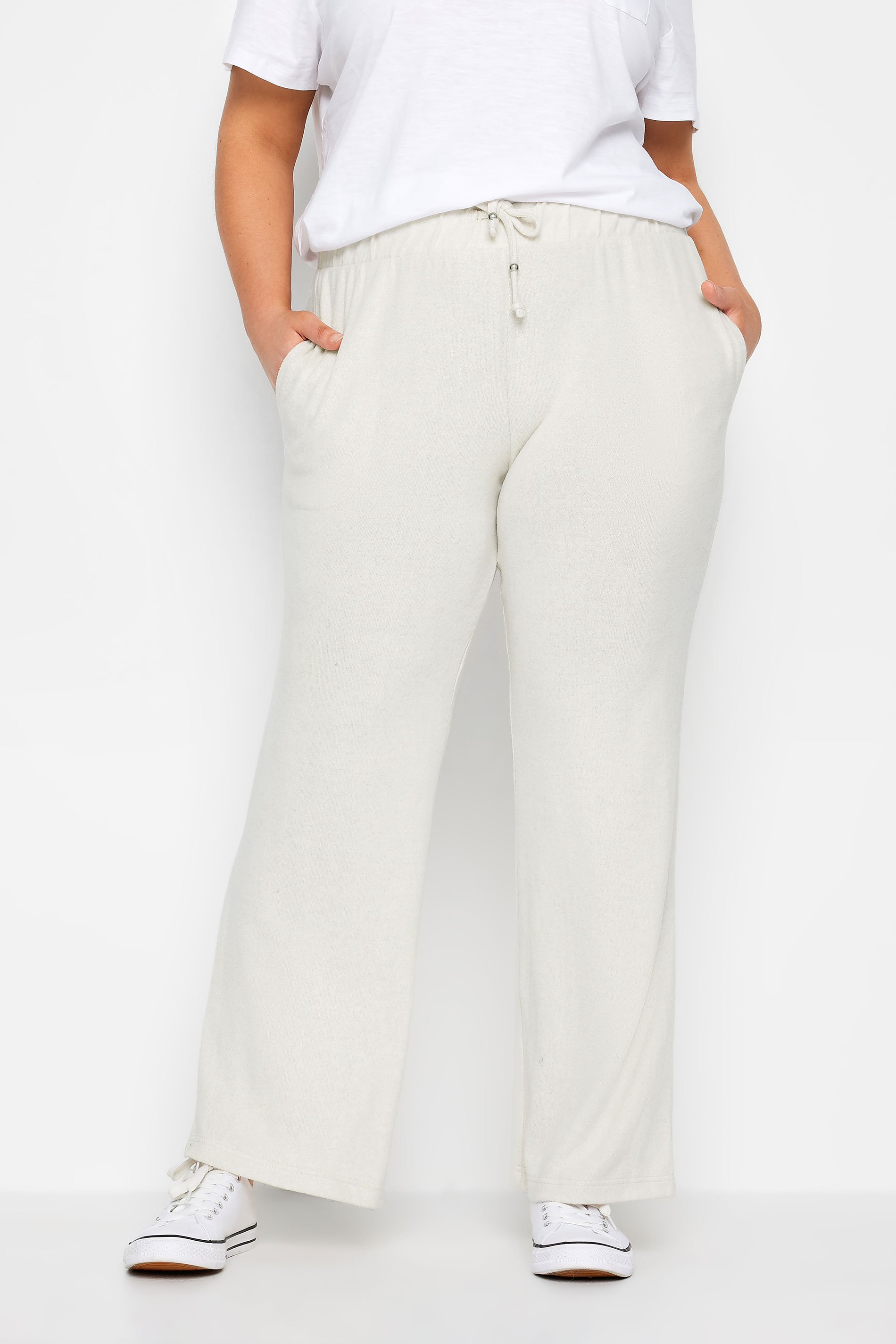 Evans Evans Neutral Soft Touch Wide Leg Trouser