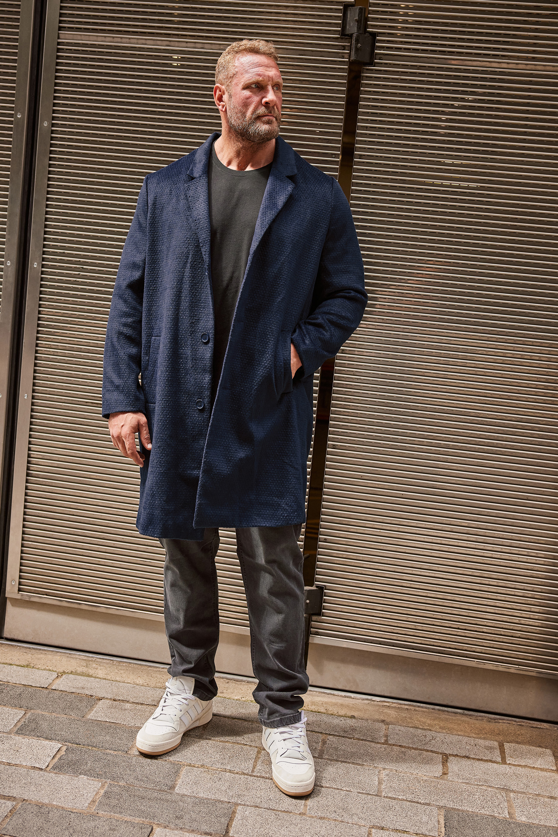 BadRhino BadRhino Big & Tall Navy Blue Single Breasted Coat