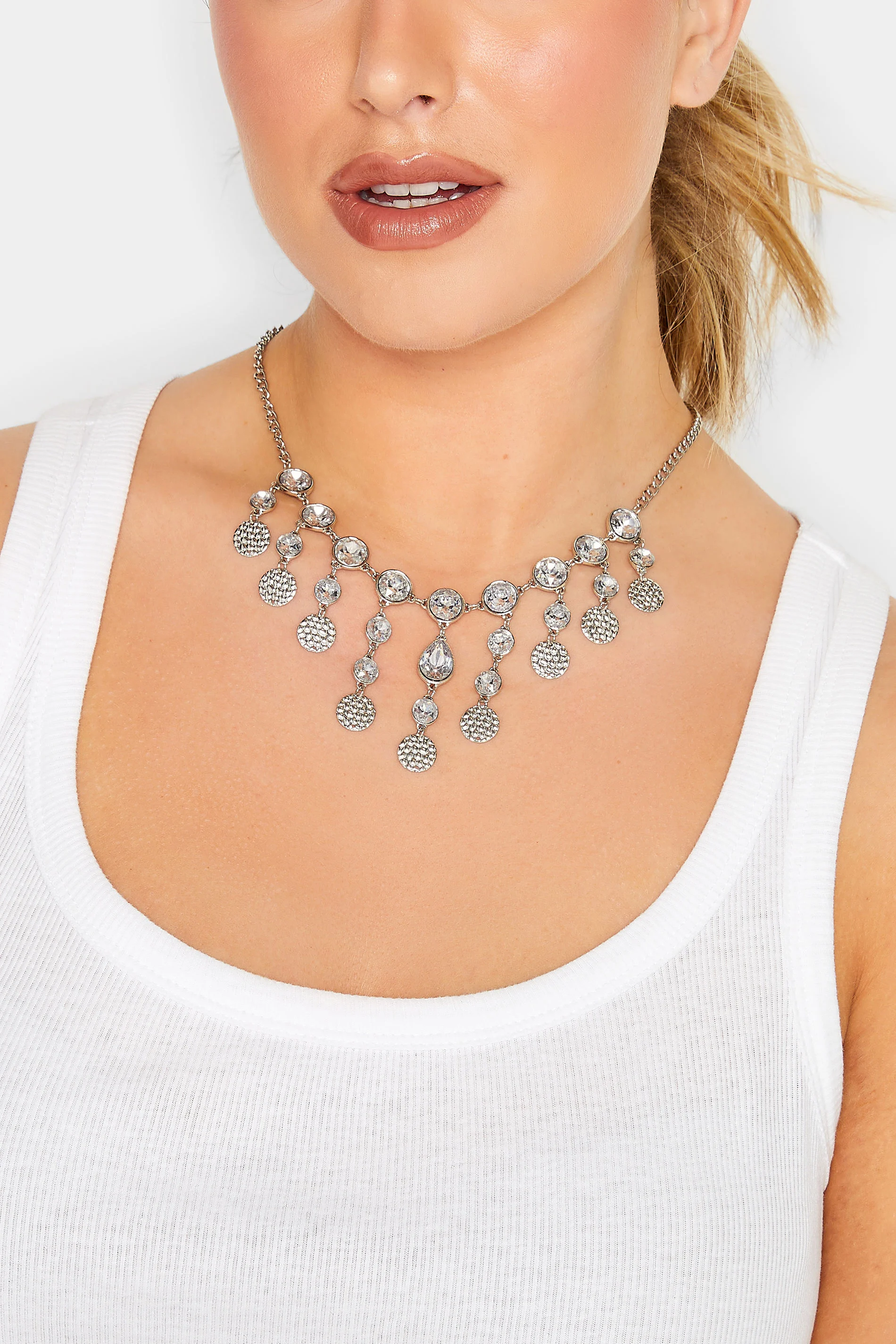 Yours Silver Tone Disc Drop Necklace