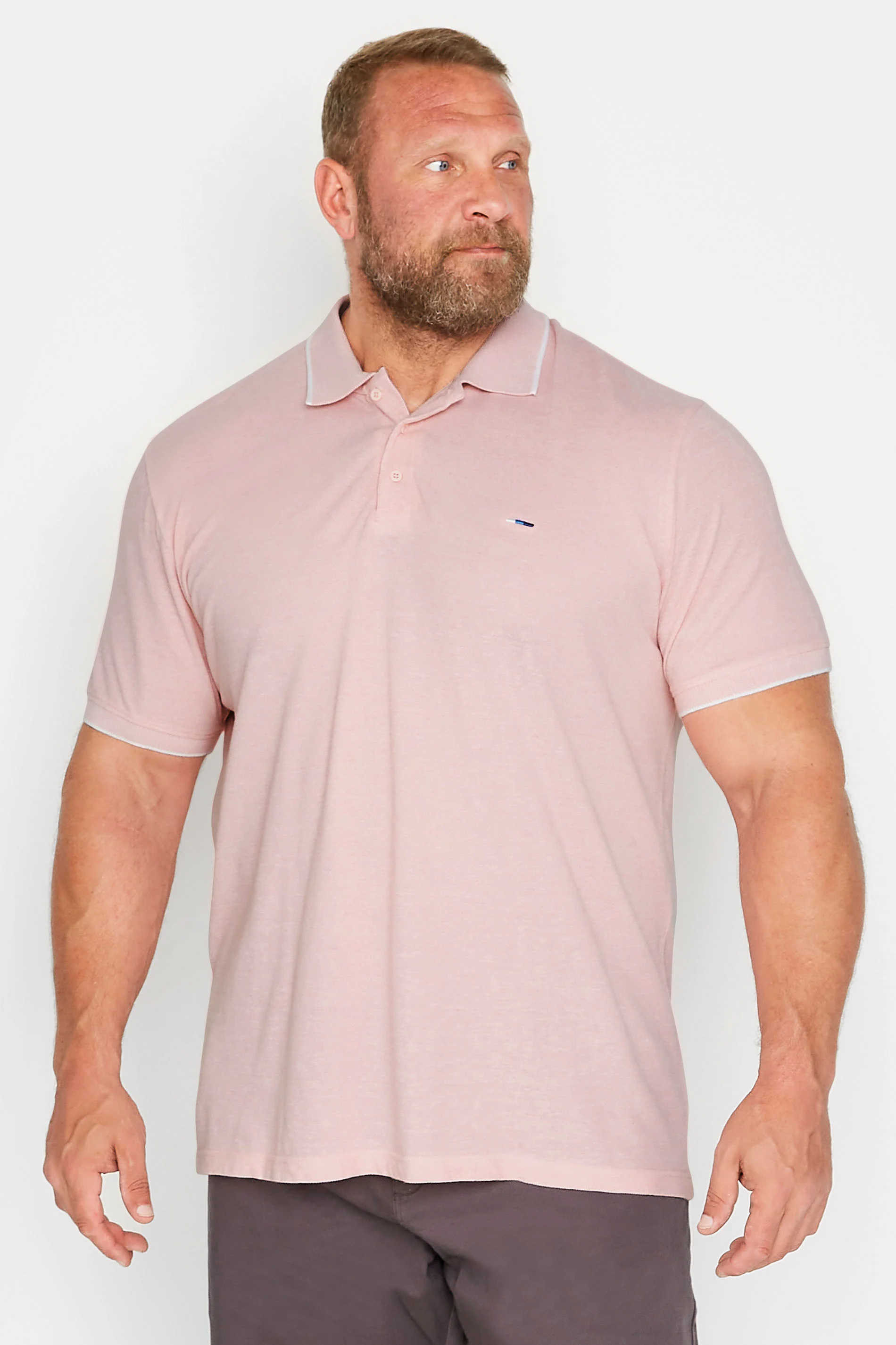 BadRhino BadRhino Big & Tall Light Pink Birdseye Polo Shirt