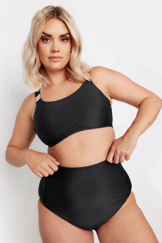 Yours YOURS Curve Black Metallic Tassel Beach Trousers