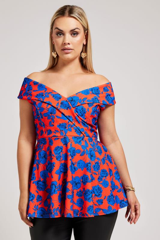 Yours London YOURS LONDON Curve Red Peplum Tuxedo Peplum Top