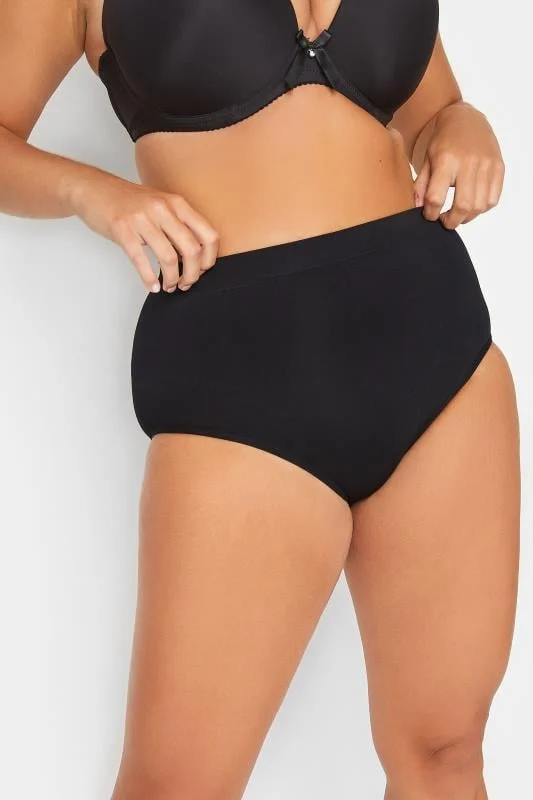 Yours YOURS Curve Black Seamless Light Control High Waisted Full Briefs