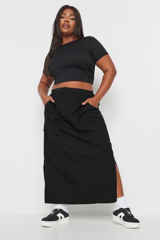 Yours YOURS Curve Black Cargo Maxi Skirt