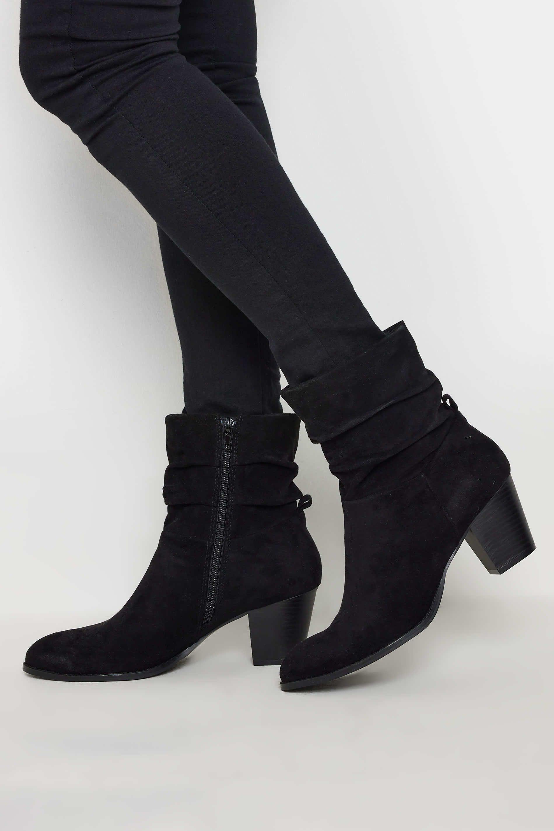 LTS LTS Black Faux Suede Western Boots In Standard Fit