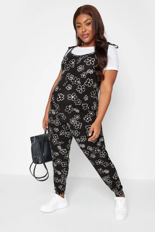 Bump It Up BUMP IT UP MATERNITY Curve Black Floral Print Jumpsuit