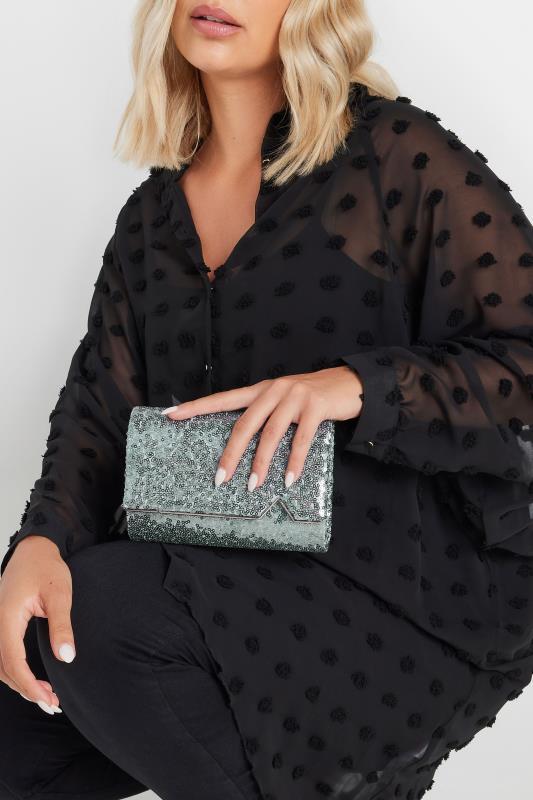Yours London YOURS LONDON Curve Black Rainbow Sequin Wrap Dress