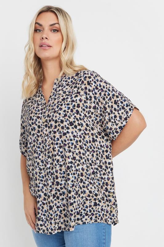 Yours YOURS Curve Natural Brown Floral Button Detail Shirt