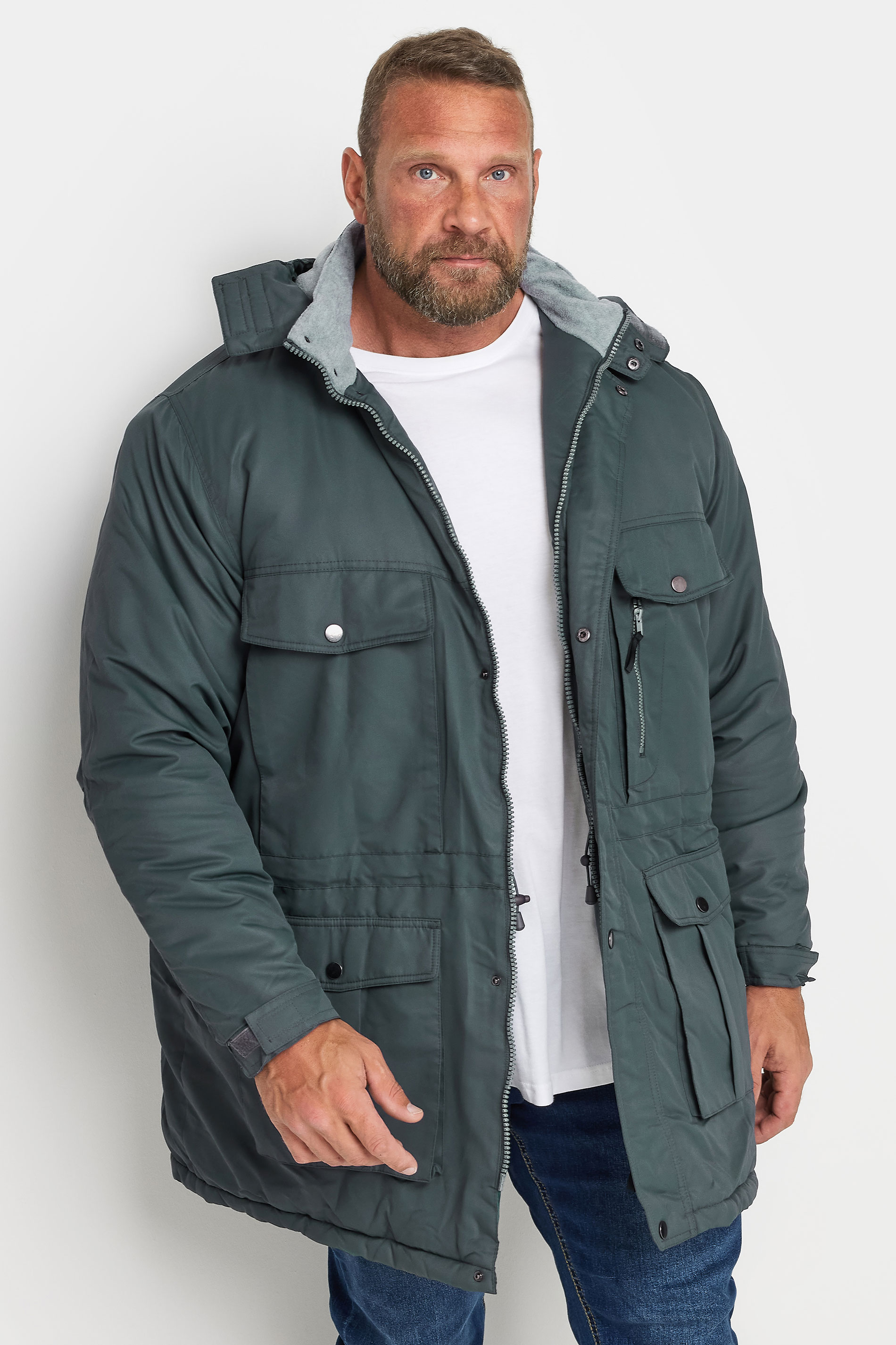 BadRhino BadRhino Big & Tall Blue Fleece Lined Hooded Coat