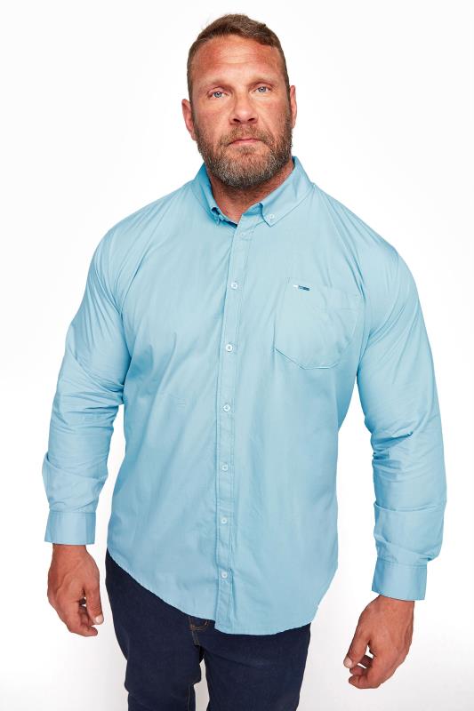 BadRhino BadRhino Big & Tall Light Blue Long Sleeve Oxford Shirt