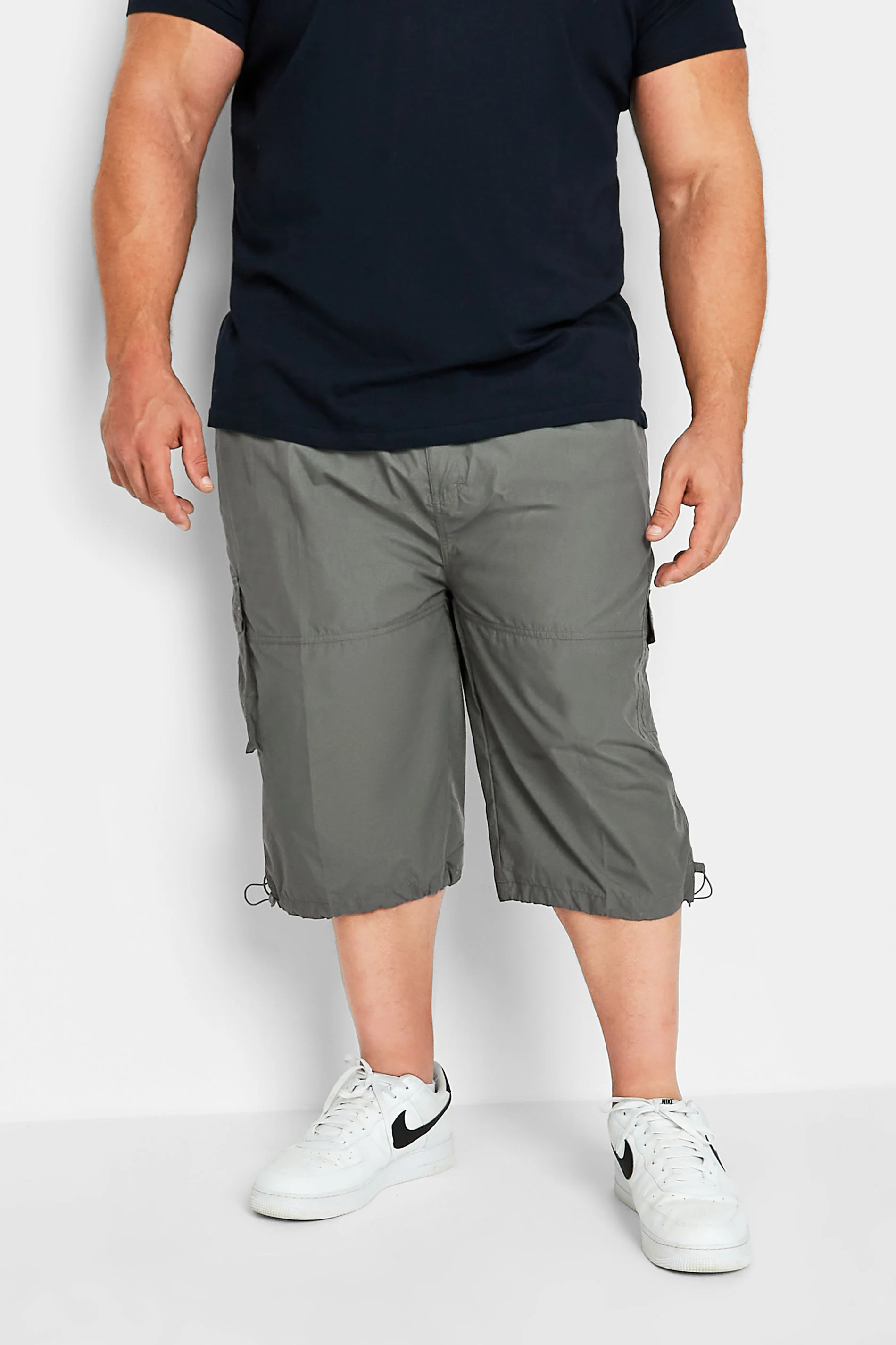 D555 D555 Big & Tall Grey Leg Pocket Cargo Shorts