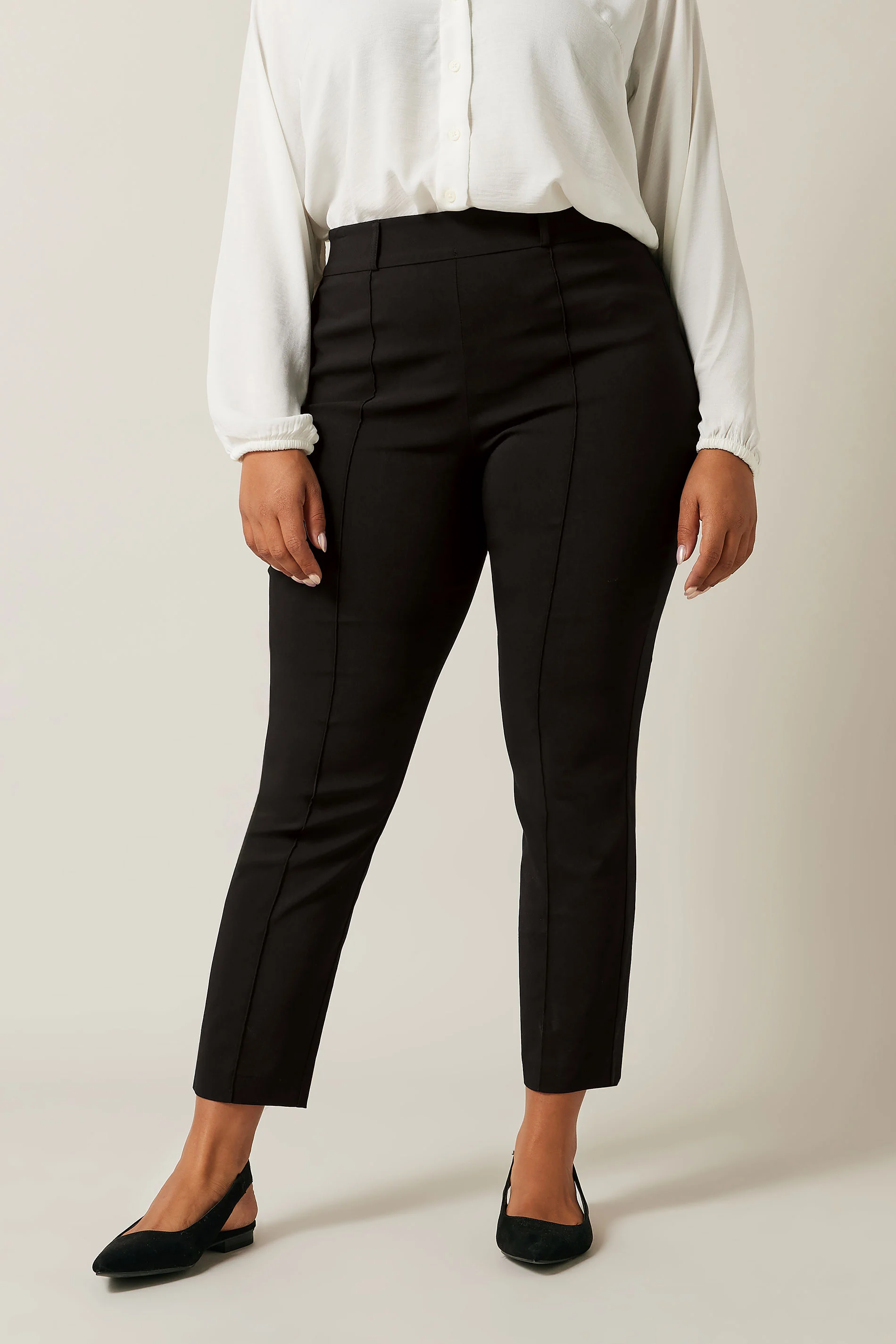 Evans Evans Black Slim Leg Pintuck Front Trousers