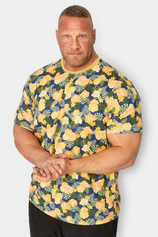 BadRhino BadRhino Big & Tall Yellow Hawaiian T-Shirt