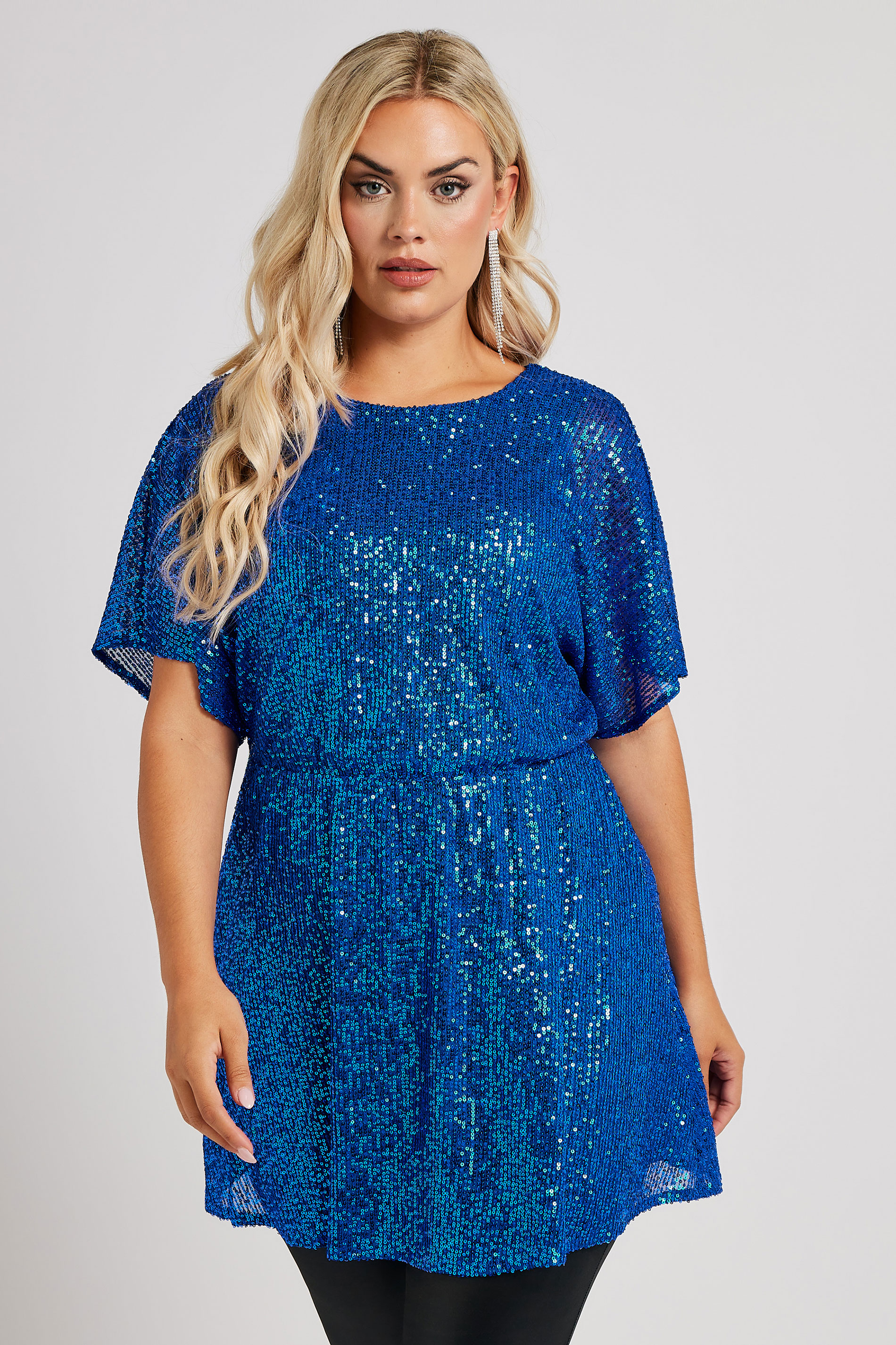 Yours London YOURS LONDON Curve Cobalt Blue Peplum Sequin Top