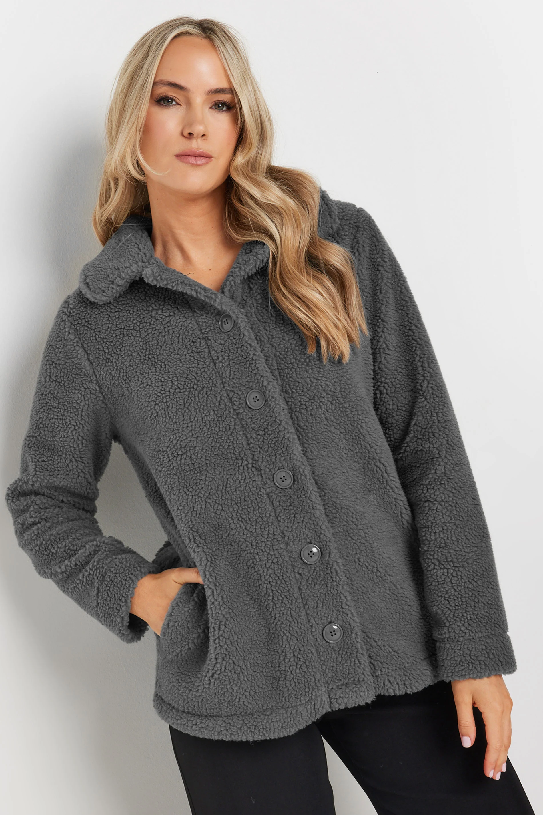 LTS LTS Tall Charcoal Grey Teddy Fleece Jacket