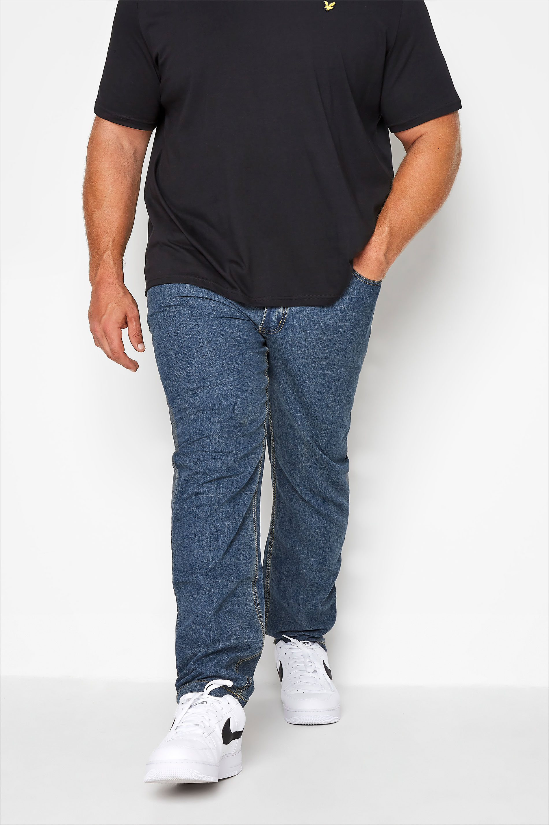 D555 D555 Big & Tall Blue Elasticated Waist Relaxed Fit Jeans