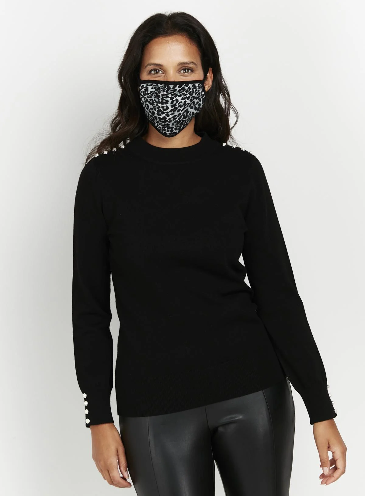 Evans Evans 2 Pack Grey Cheetah Print Face Masks