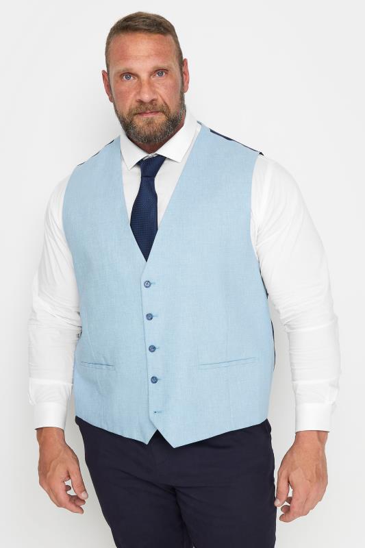 BadRhino BadRhino Tailoring Big & Tall Light Blue Linen Suit Waistcoat