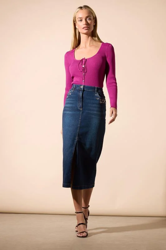 Star by Julien Macdonald STAR Fuchsia Pink Square Neck Tie Top