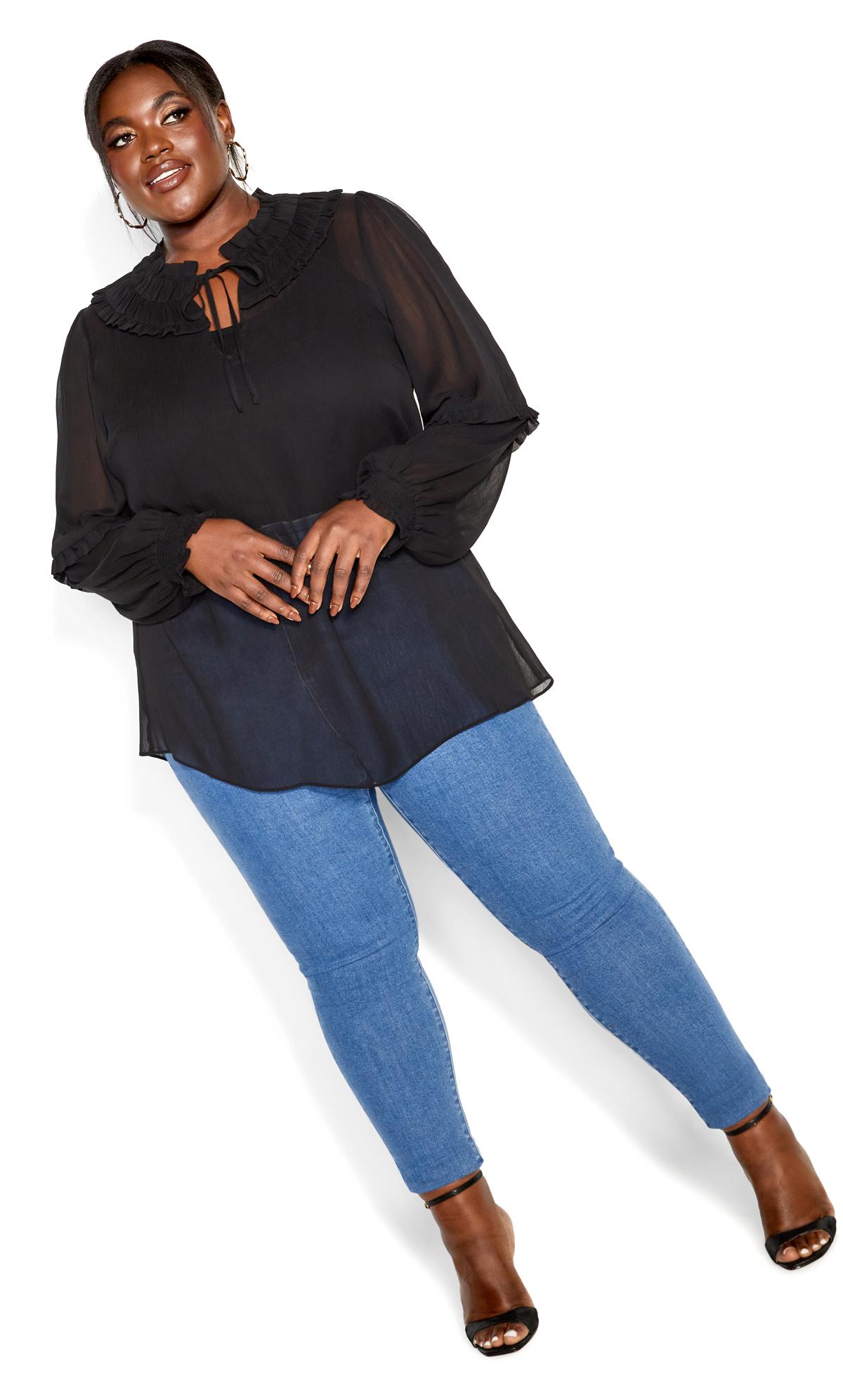 Evans Evans Black Tie Neck Top