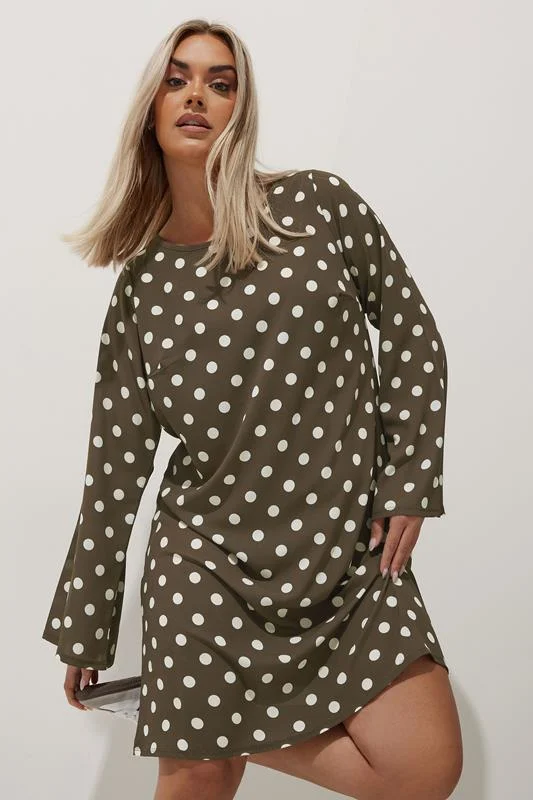 Limited Collection LIMITED COLLECTION Curve Brown Polka Dot Mini Dress