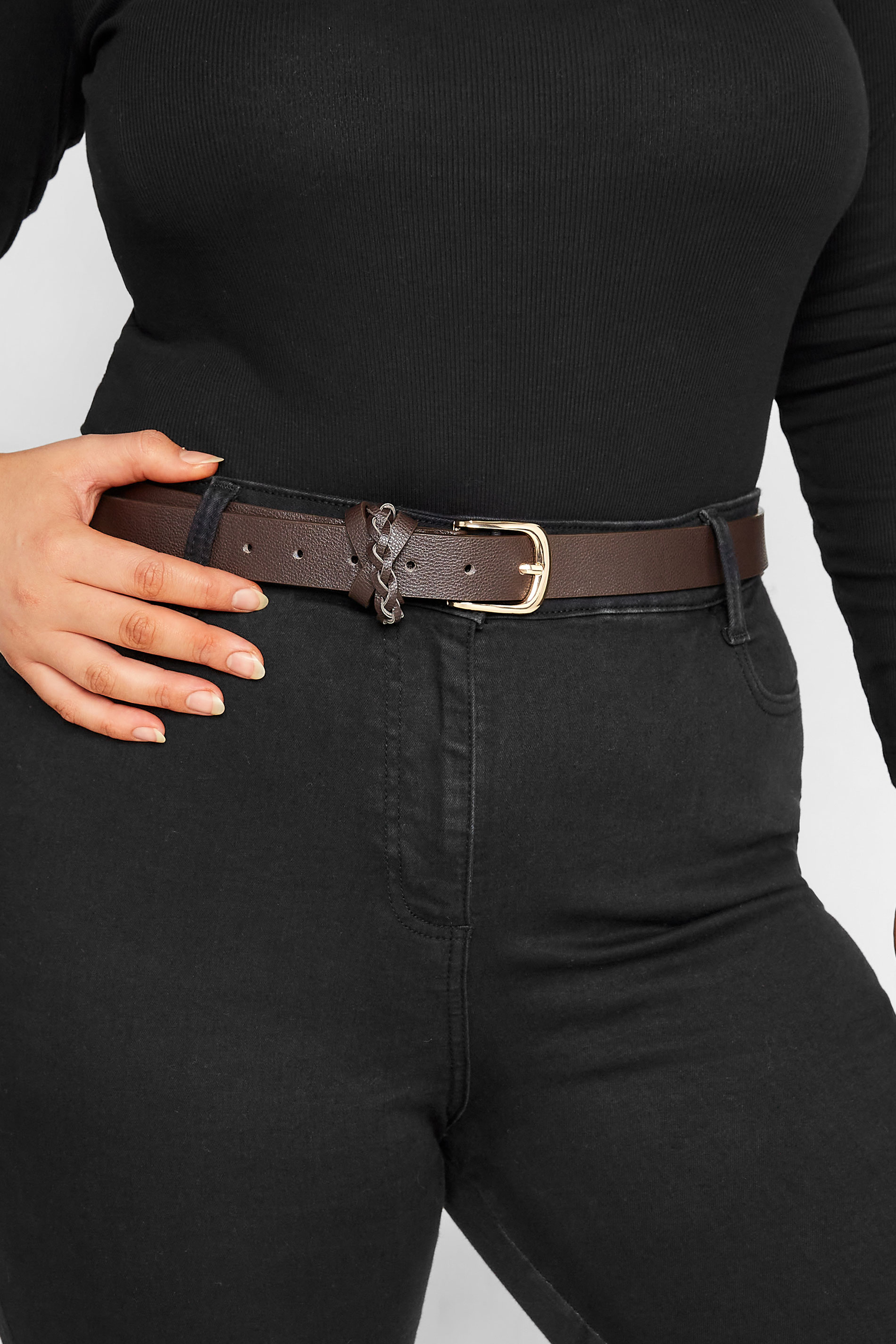 Yours Brown Braided Buckle Belt
