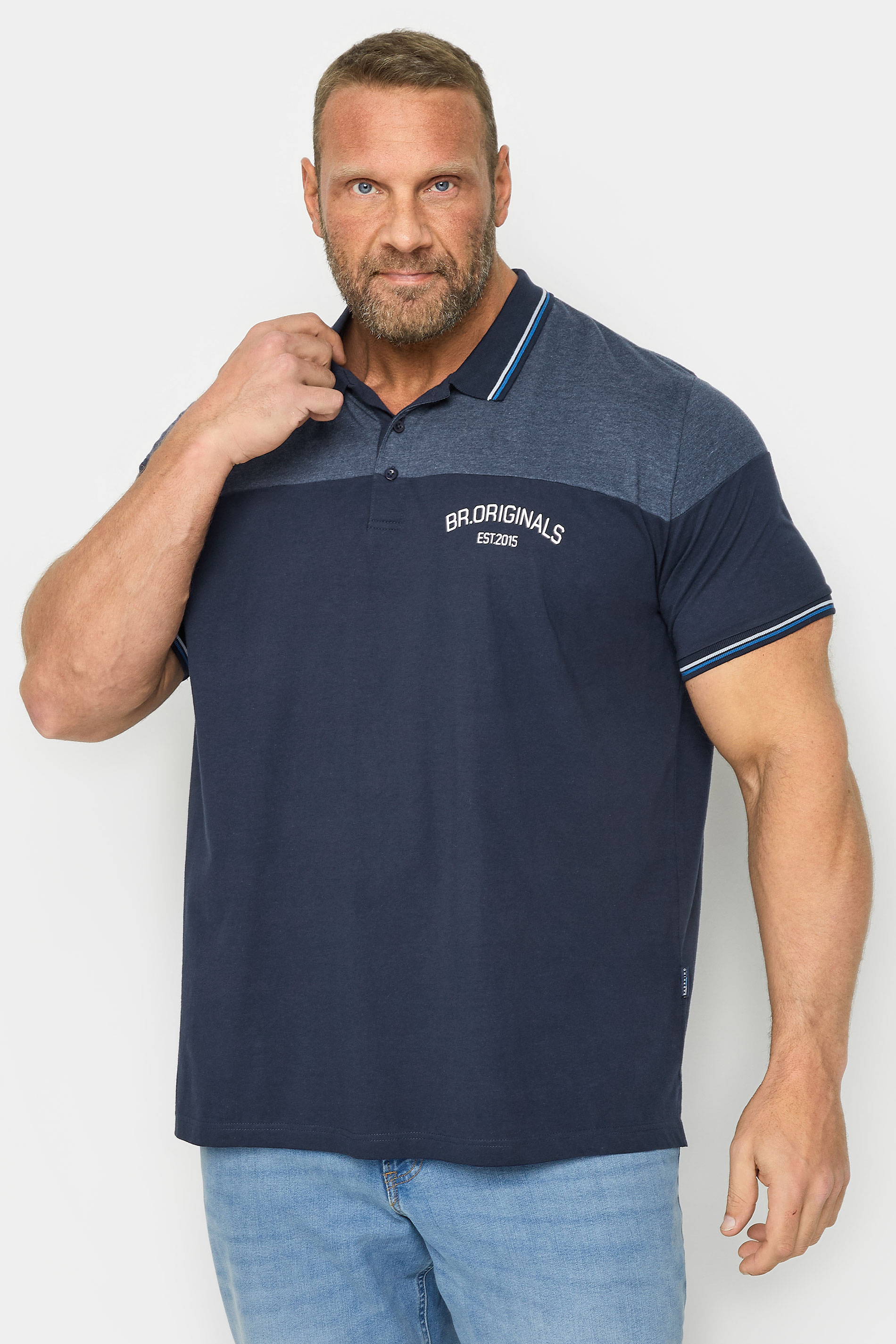 BadRhino BadRhino Navy Blue 'Originals' Cut & Sew Polo Shirt