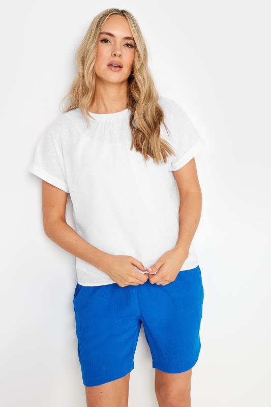 LTS LTS Tall White Short Sleeve Dobby Top