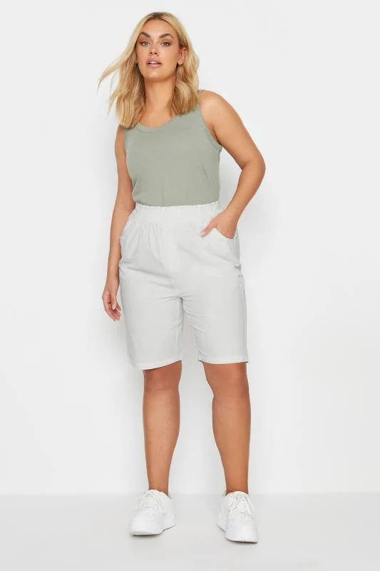 Yours YOURS Curve Ivory White Cool Cotton Shorts