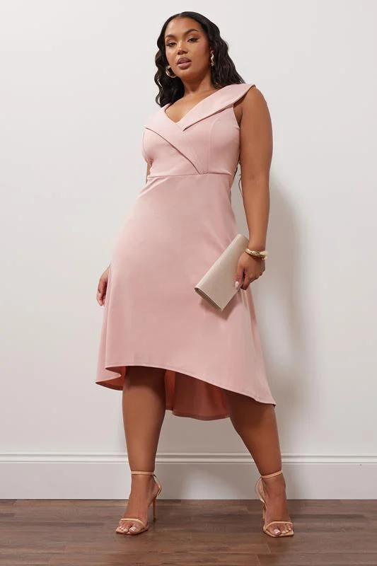 Yours London YOURS LONDON Curve Pink Tuxedo Style Dress