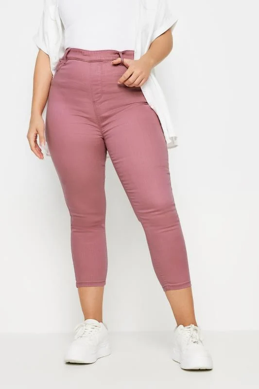 Yours YOURS Curve Rose Pink Cropped Stretch GRACE Jeggings