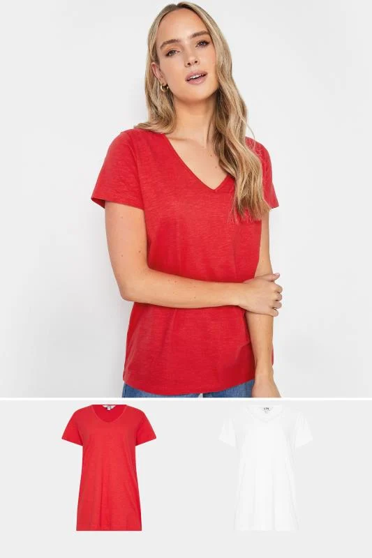 LTS LTS Tall 2 Pack Red & White V-Neck T-Shirts
