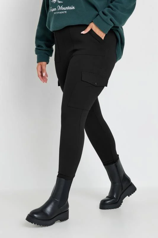 Yours YOURS Curve Black Cargo Pocket Leggings