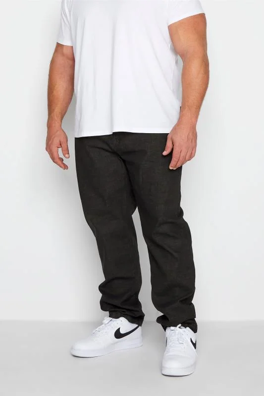 D555 D555 Big & Tall Black Elasticated Waist Relaxed Fit Jeans